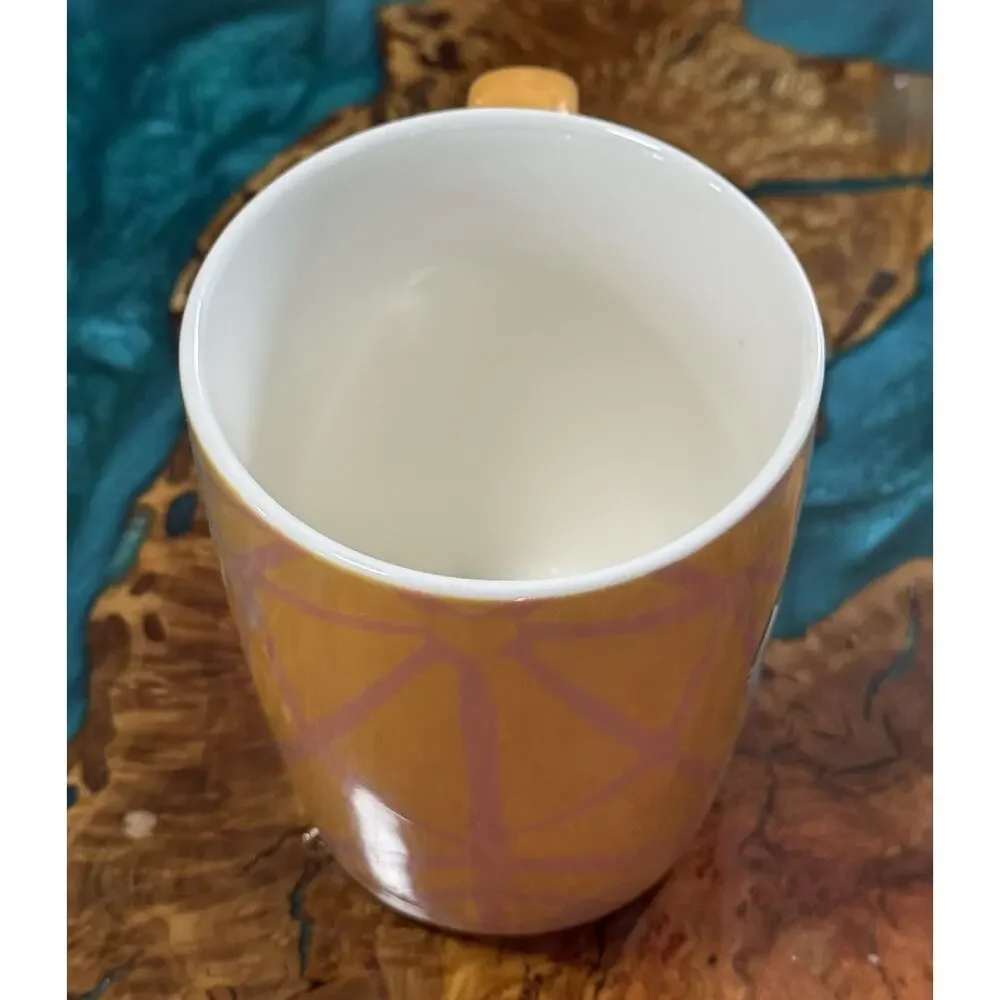 STARBUCKS Genuine Coffee Cup Mug 2021 Retro Geometric Design Orange & Pink 15 oz